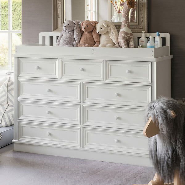 Solid Wood Changing Table with Drawers and Round Knob Handles