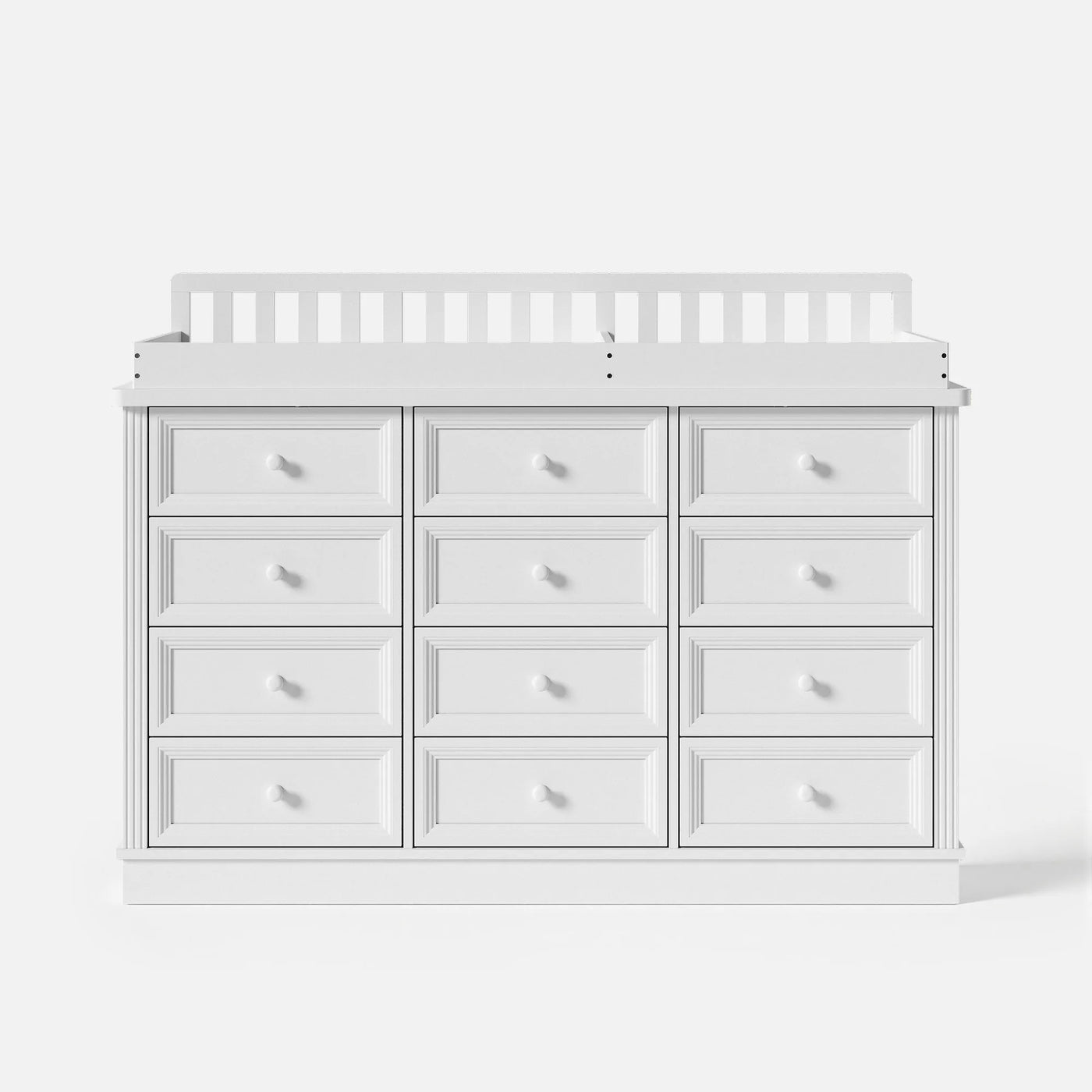 Solid Wood Changing Table with 12 Drawers-White