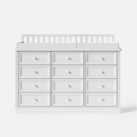 Solid Wood Changing Table with 12 Drawers-White