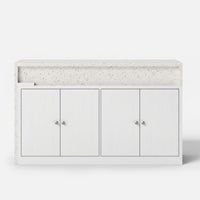 Modern Double-Sided Kitchen Island with Pull-Out Tabletop and Open Shelving
