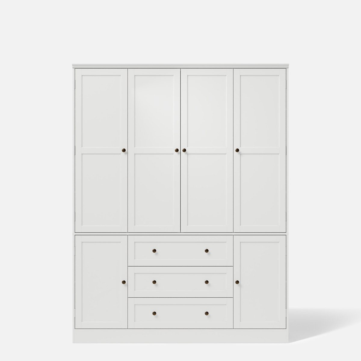 6-Door Wardrobe Armoire with Drawers - White