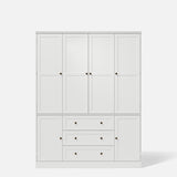 6-Door Wardrobe Armoire with Drawers - White