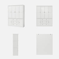 6-Door Wardrobe Armoire with Drawers - White