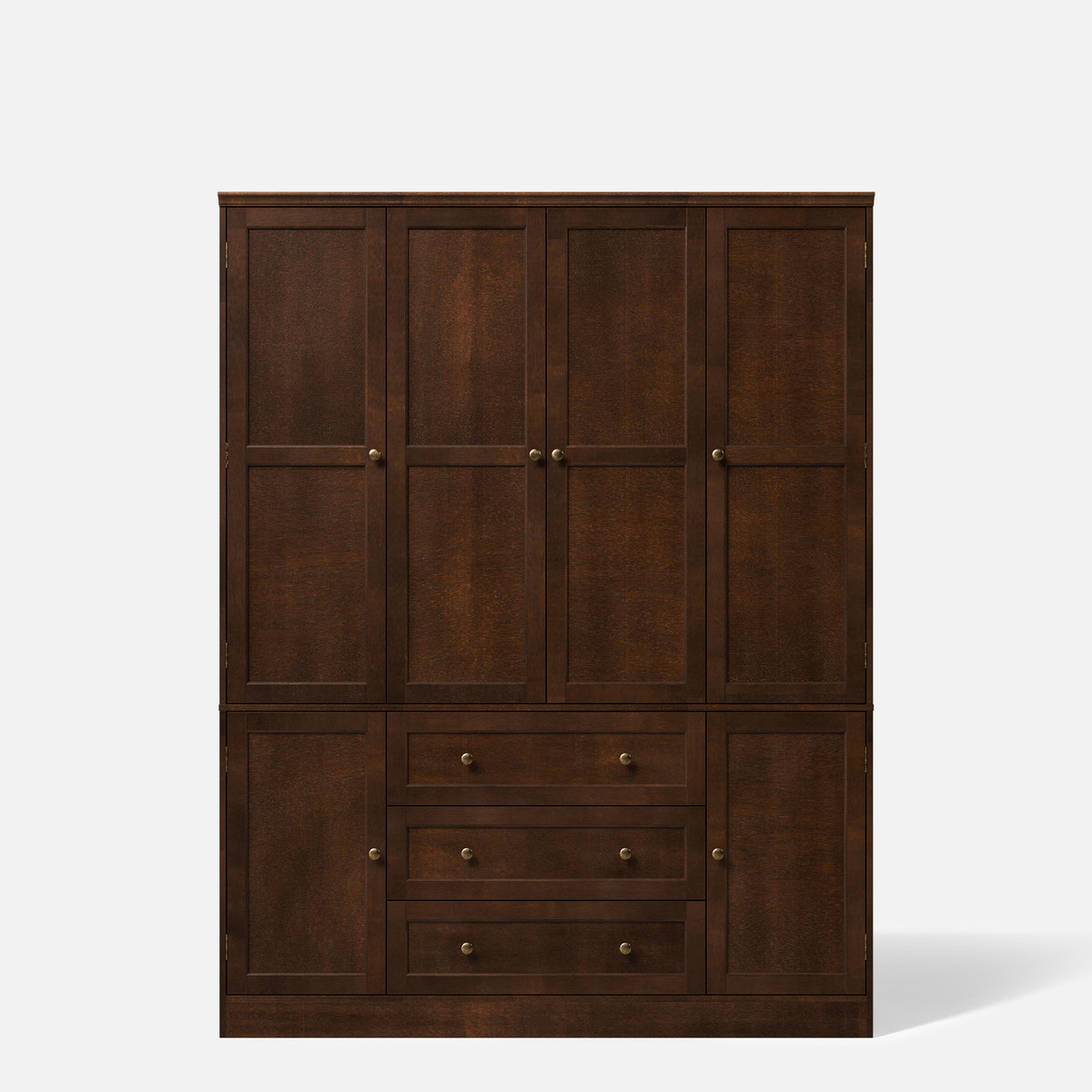 6-Door Wardrobe Armoire with Drawers - Dark Brown