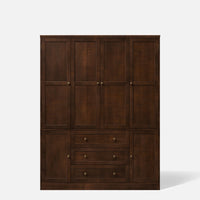 6-Door Wardrobe Armoire with Drawers - Dark Brown