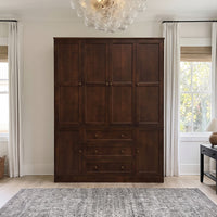 6-Door Wardrobe Armoire with Drawers - Dark Brown