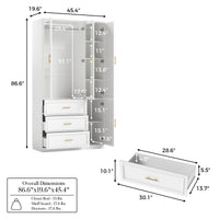 3-Door Wardrobe Armoire with Drawers