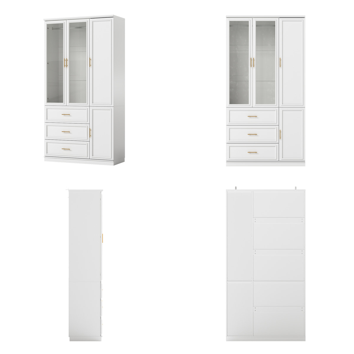 3-Door Wardrobe Armoire with Drawers