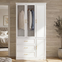 3-Door Wardrobe Armoire with Drawers