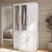 3-Door Wardrobe Armoire with Drawers
