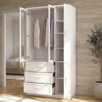 3-Door Wardrobe Armoire with Drawers