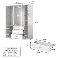 4-Door Wardrobe Armoire with Drawers