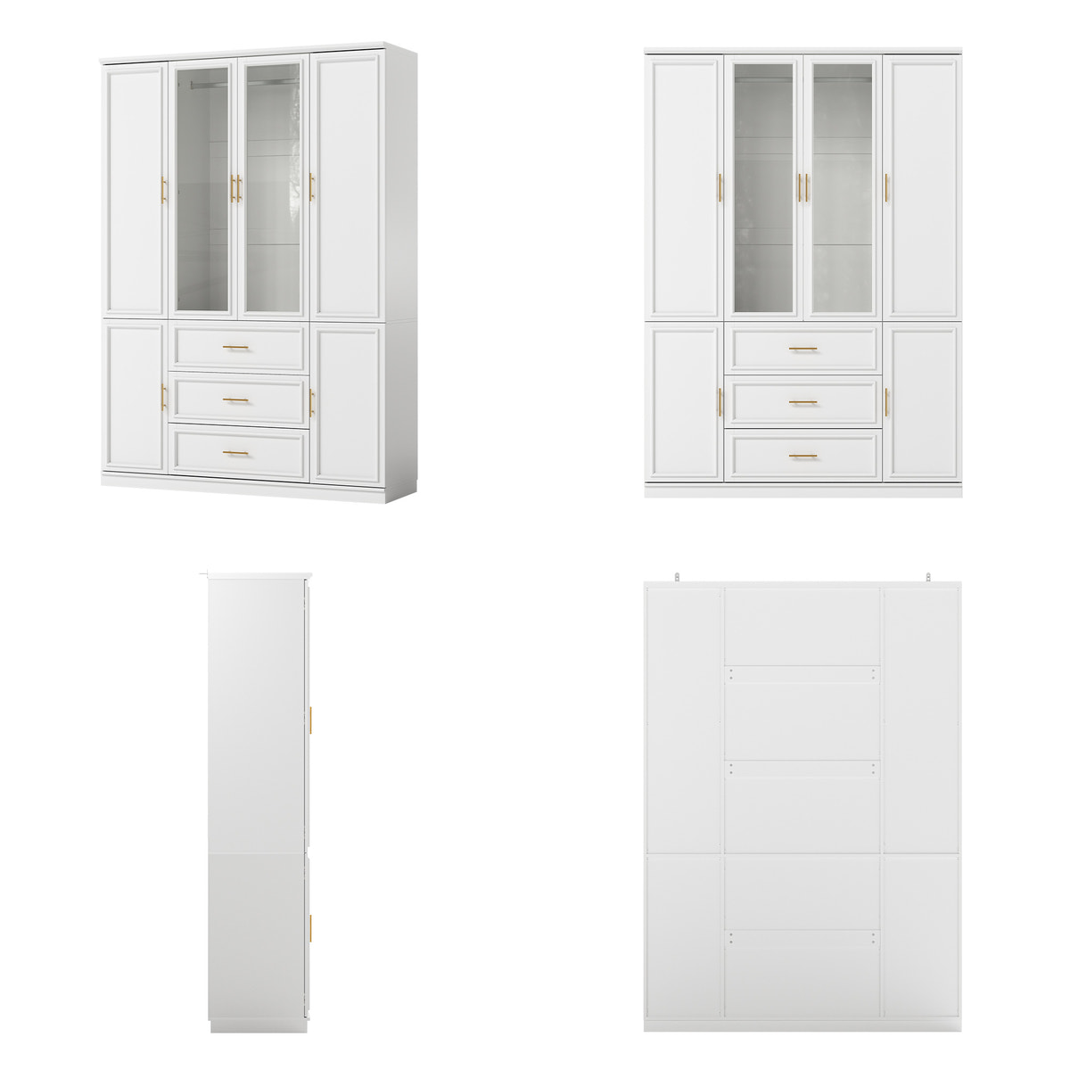 4-Door Wardrobe Armoire with Drawers