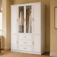 4-Door Wardrobe Armoire with Drawers