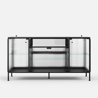 Display Cabinet with LED Lighting and Open Shelving