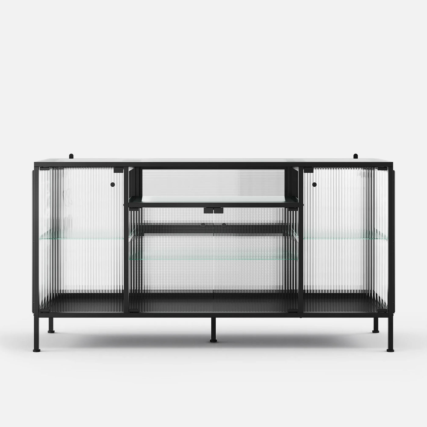 Display Cabinet with LED Lighting and Open Shelving