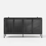 Storage Cabinet with Glass Doors and Metal Frame