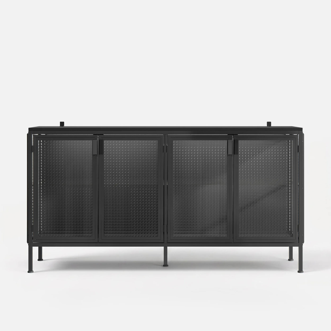 Storage Cabinet with Glass Doors and Metal Frame