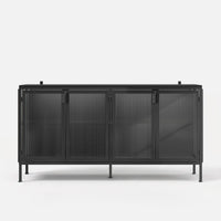 Storage Cabinet with Glass Doors and Metal Frame