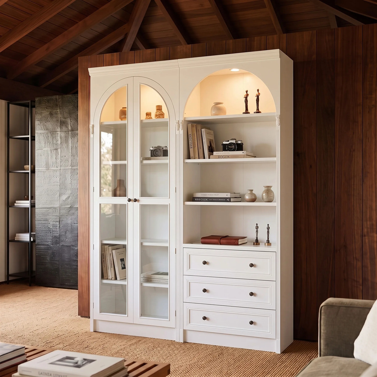 Relievo Arched Showcase & Open Display Cabinet Set
