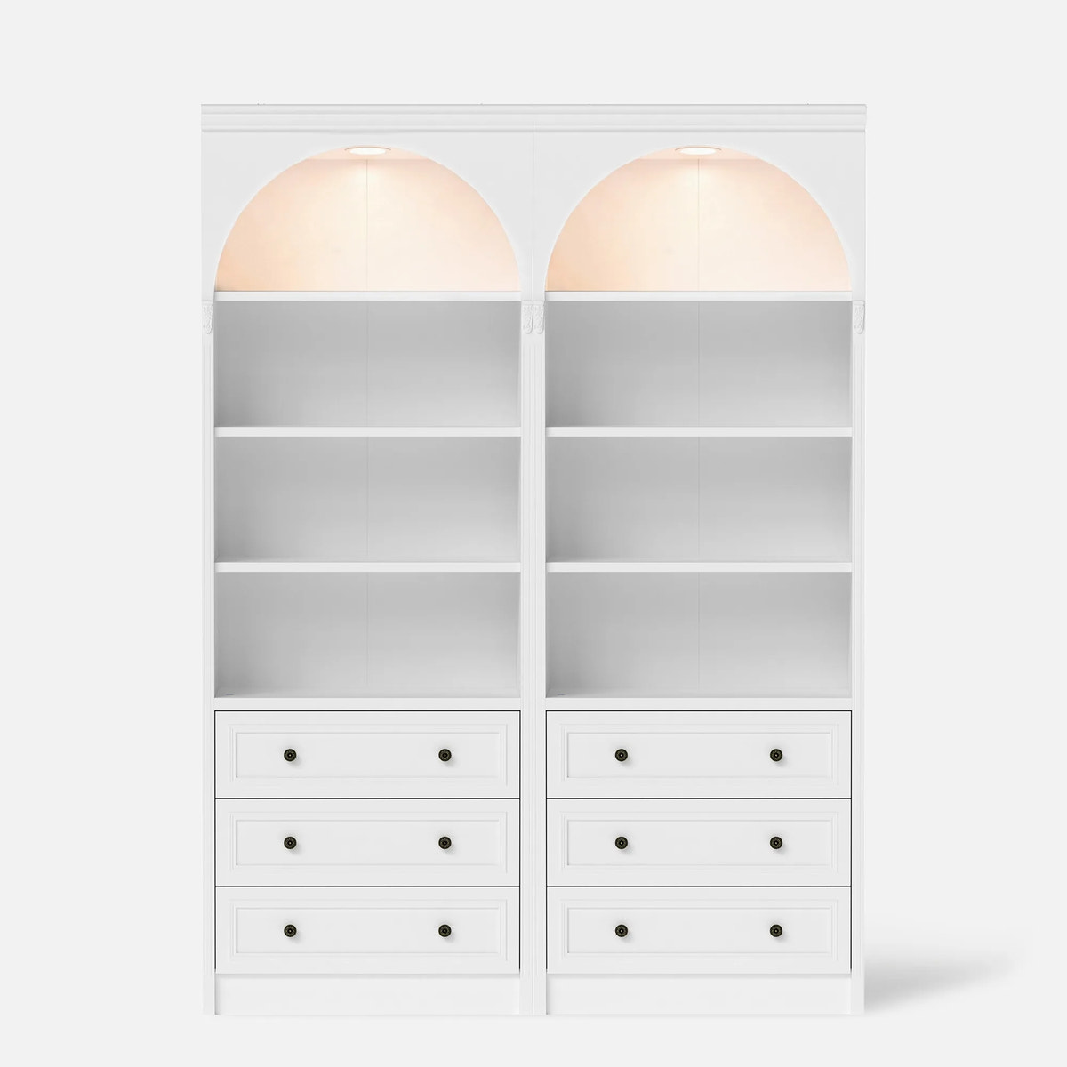 Relievo Double-Arched Open Display Cabinet Set