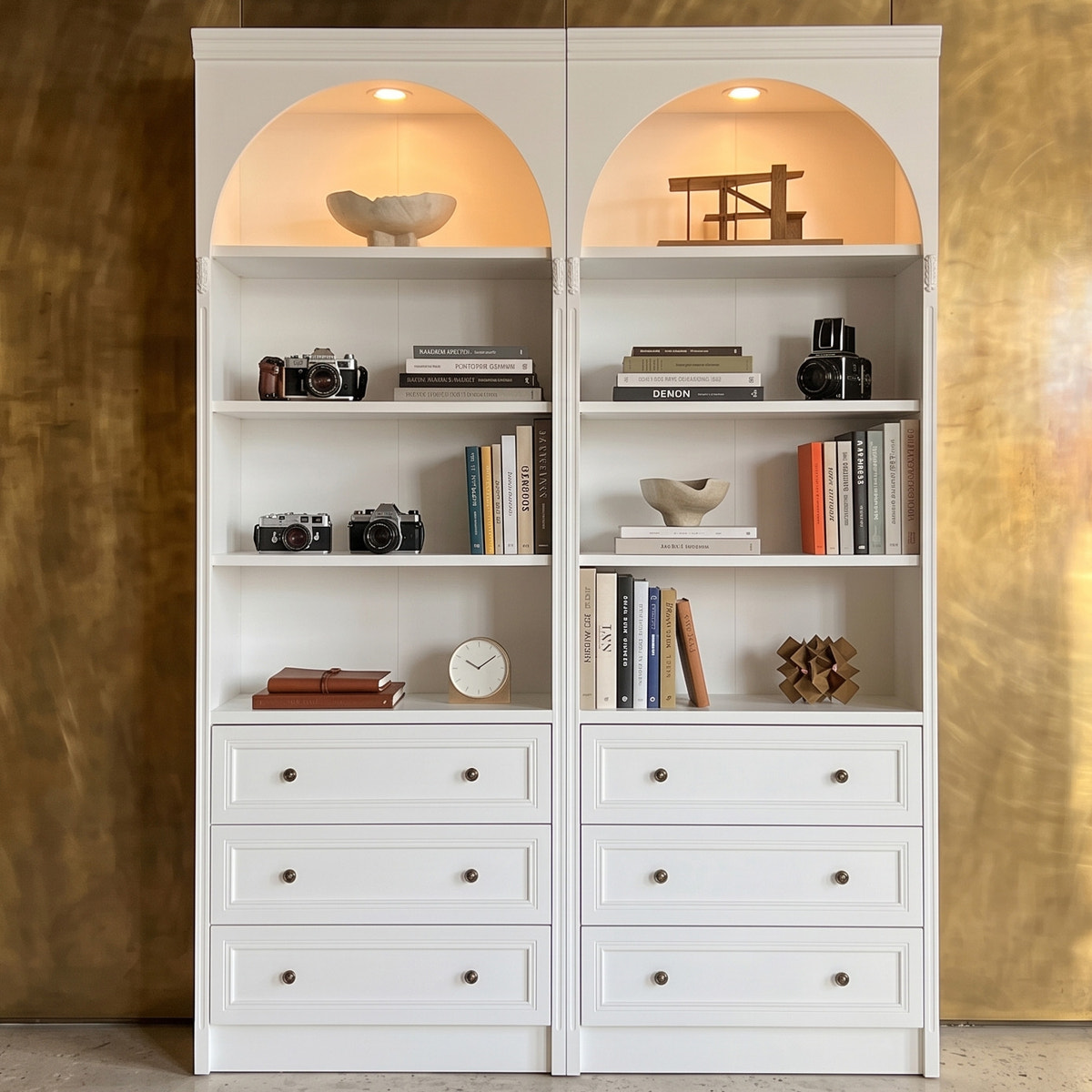 Relievo Double-Arched Open Display Cabinet Set