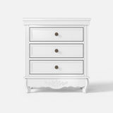 White Classic 3-Drawer Nightstand with Metal Handles