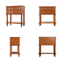 Walnut 2-Drawer Nightstand with Open Shelf