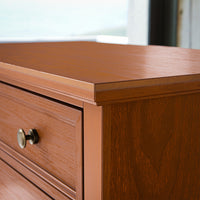 Walnut 2-Drawer Nightstand with Open Shelf