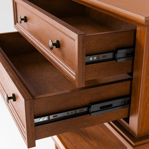 Walnut 2-Drawer Nightstand with Open Shelf, Set of 2