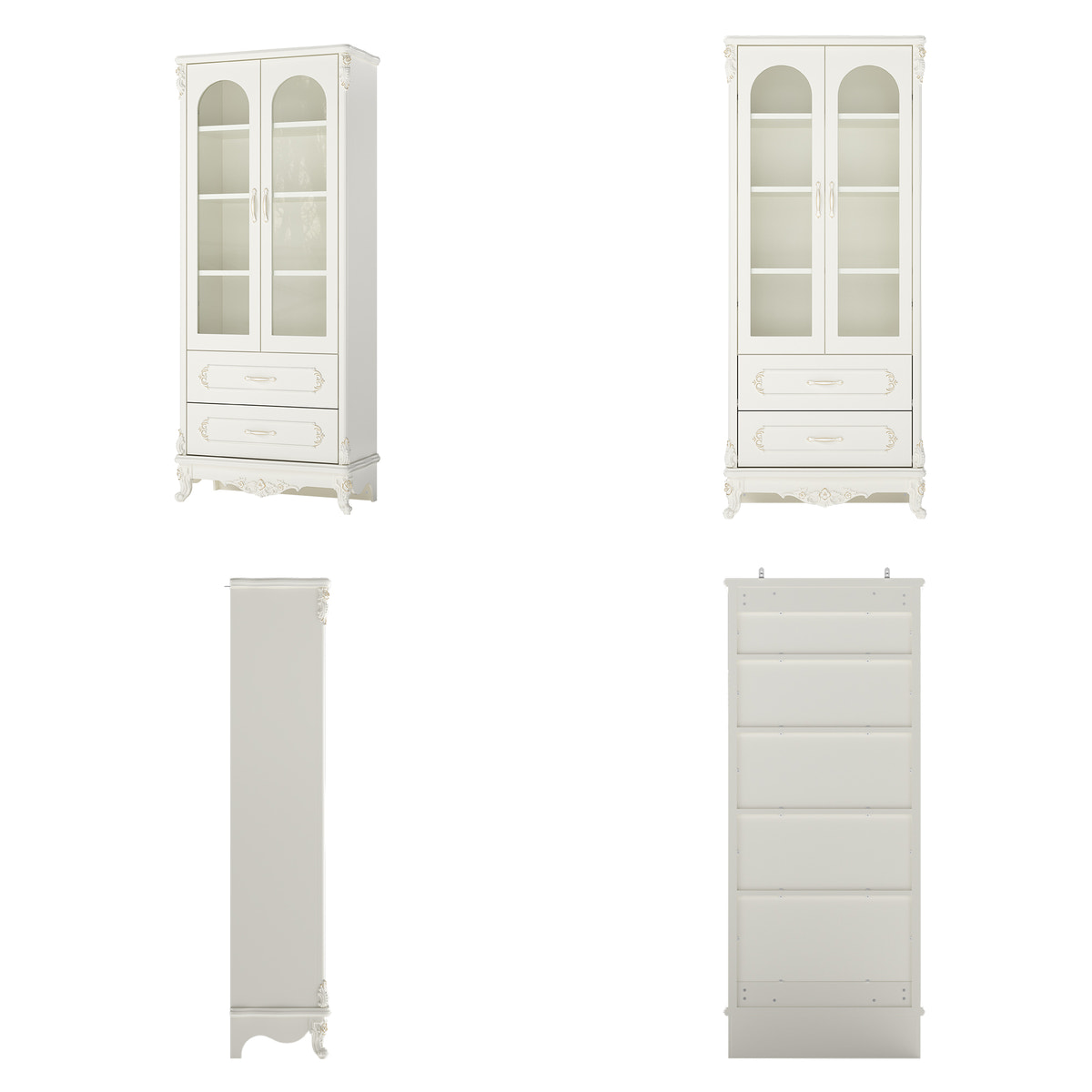 Relievo Rocaille Glass Display Cabinet with 2 Drawers (31.5")