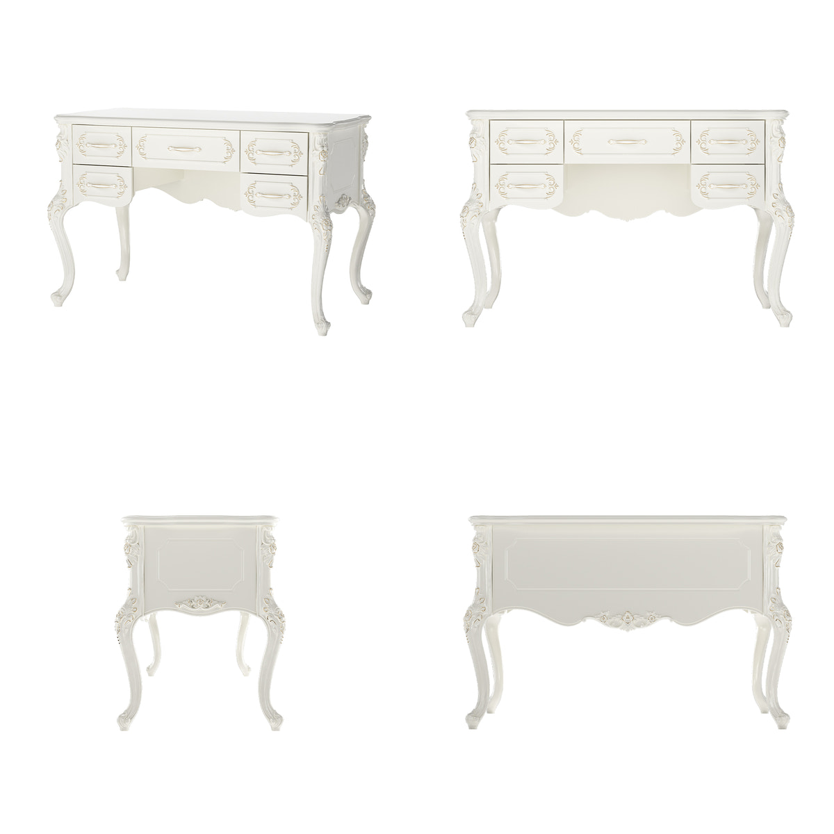 Relievo Rocaille Makeup Vanity with 5 Drawers (47.2")