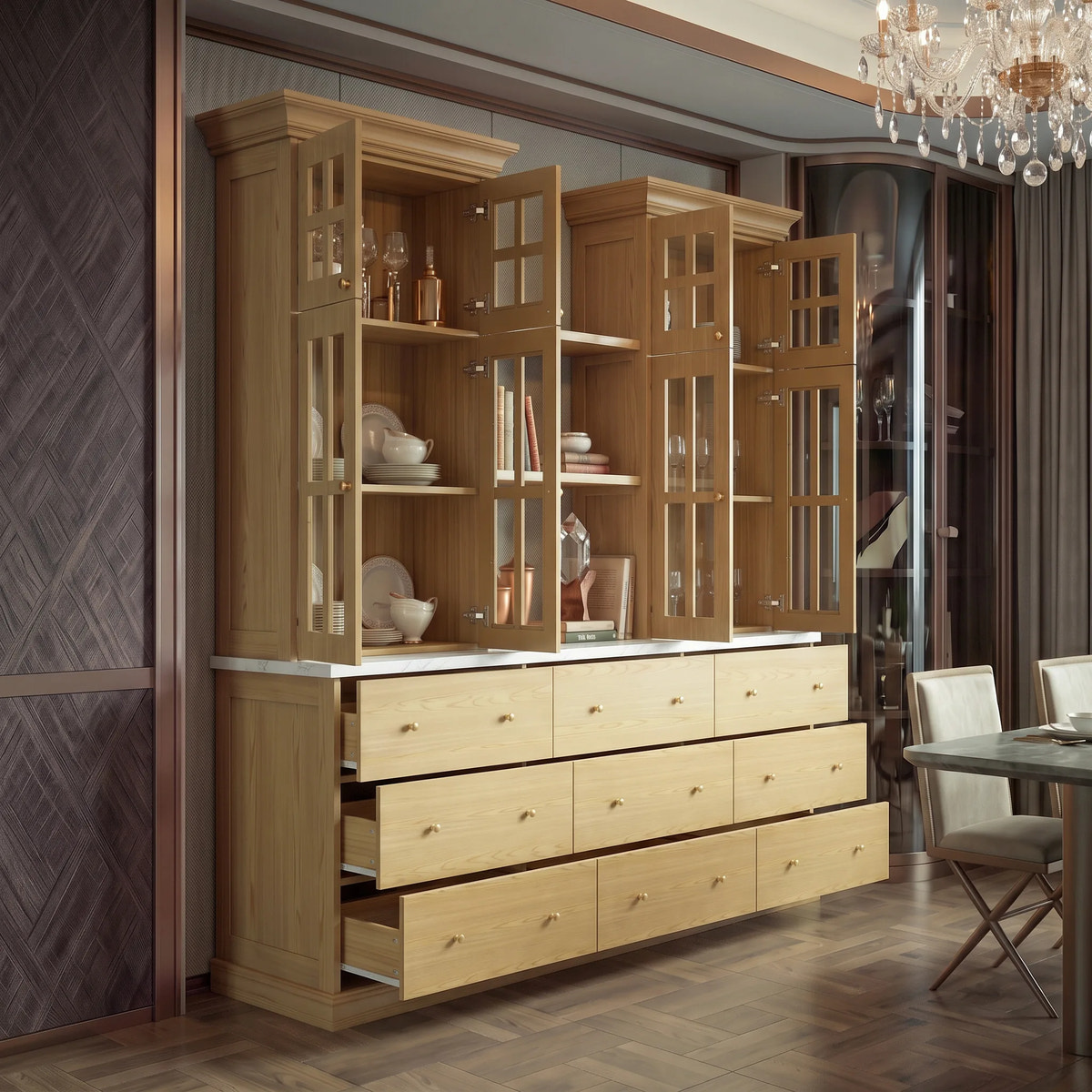 Grand Framed-Glass Storage Hutch
