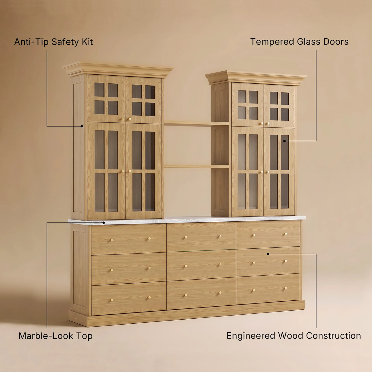 Grand Framed-Glass Storage Hutch