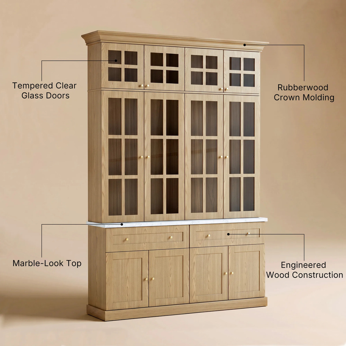 Grand Framed-Glass Library Cabinet