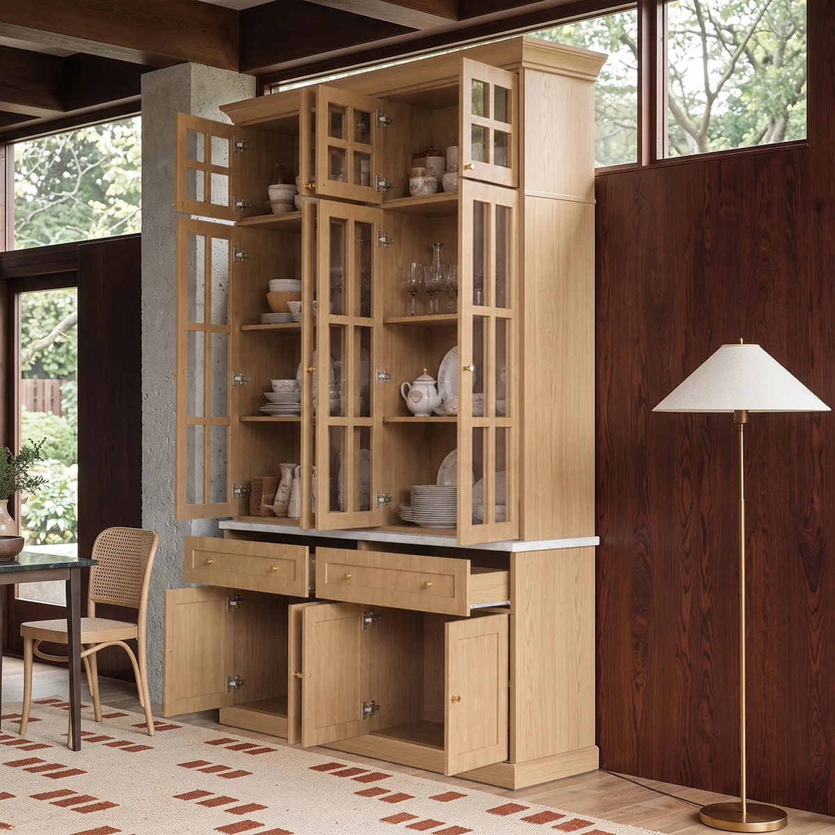 Grand Framed-Glass Library Cabinet