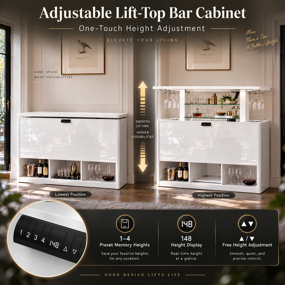 63" Electric Lift Bar Cabinet