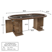 86.6" 10-Player Poker Table with Padded Rail & Storage