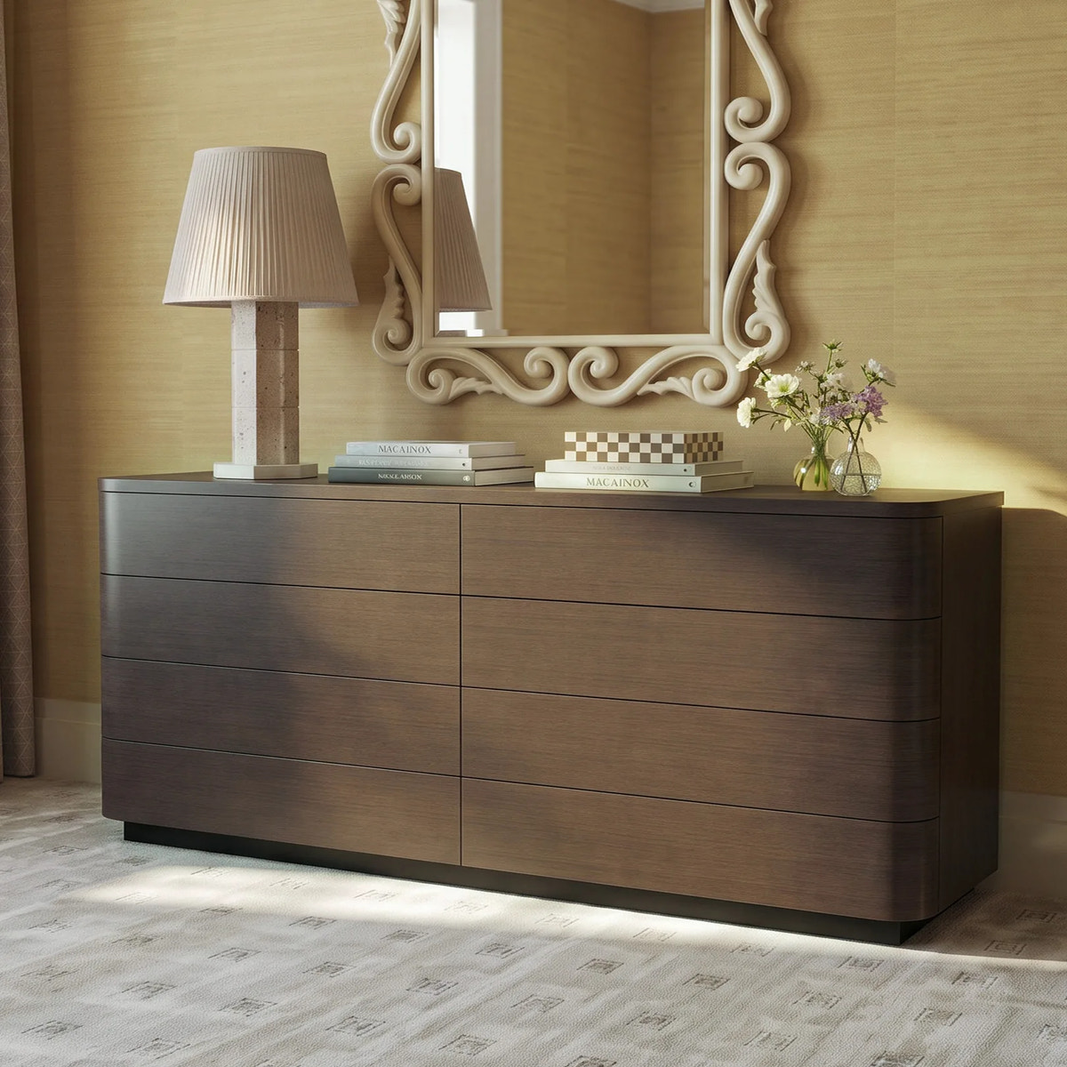 Orbis Soft Curve 8-Drawer Dresser – Black Walnut