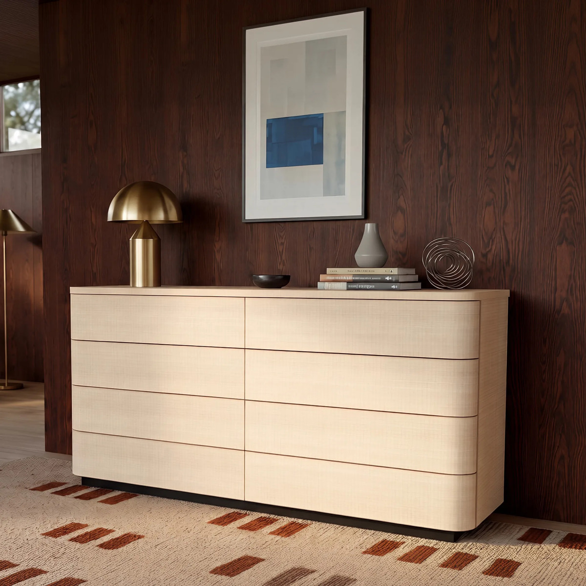 Orbis Soft Curve 8-Drawer Dresser – Natural Wood