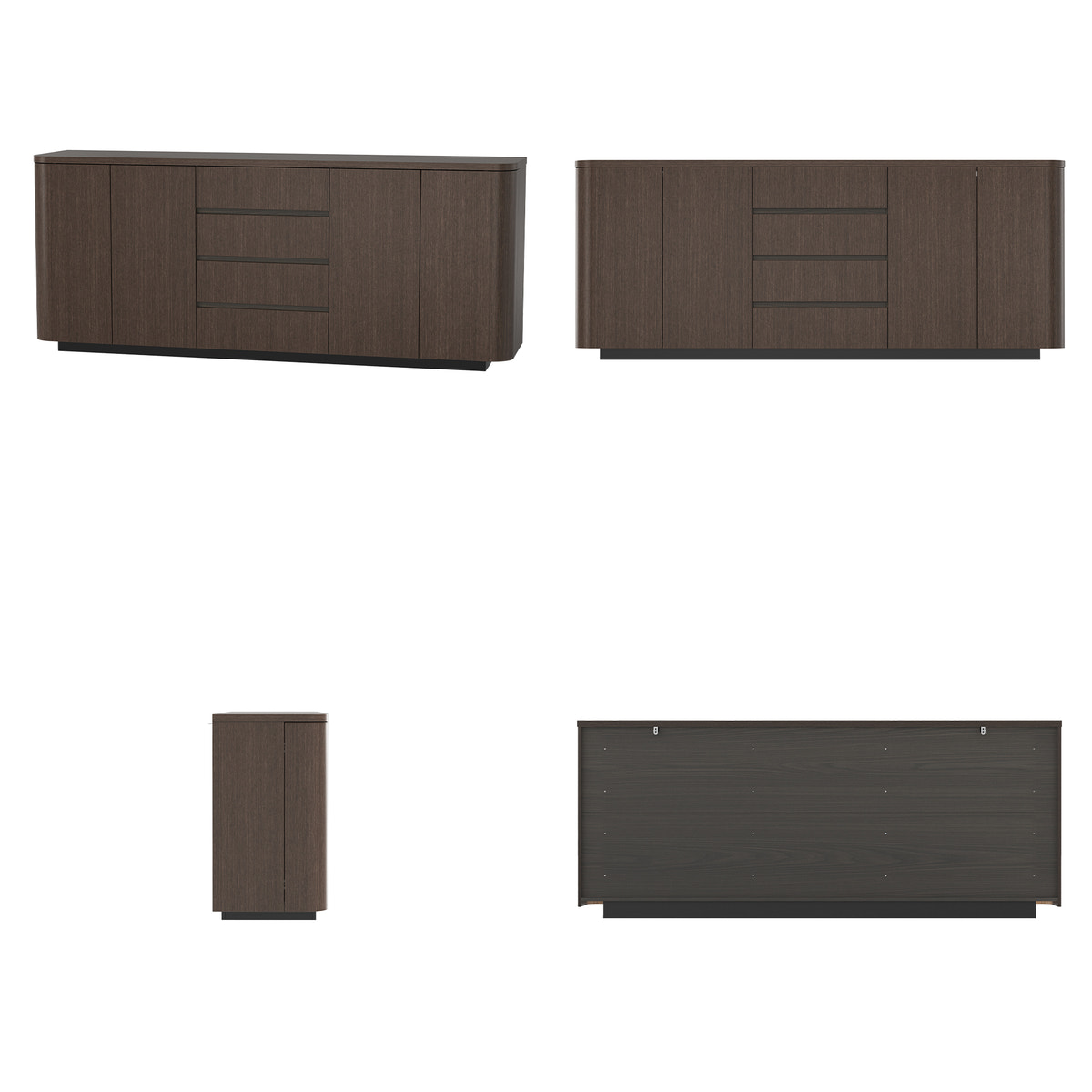 Orbis Rounded Edge Sideboard – Dark Walnut