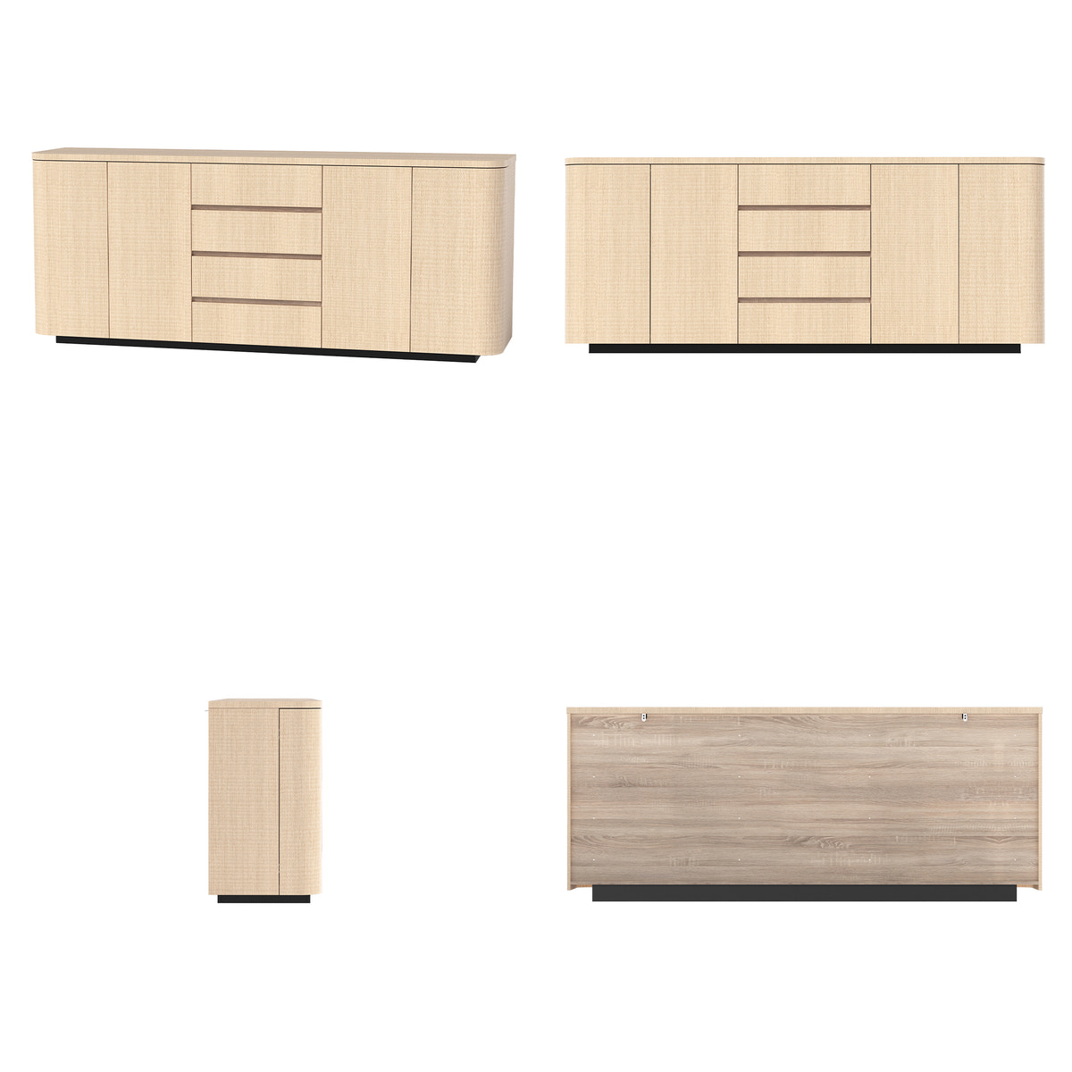 Orbis Rounded Edge Sideboard – Natural Wood