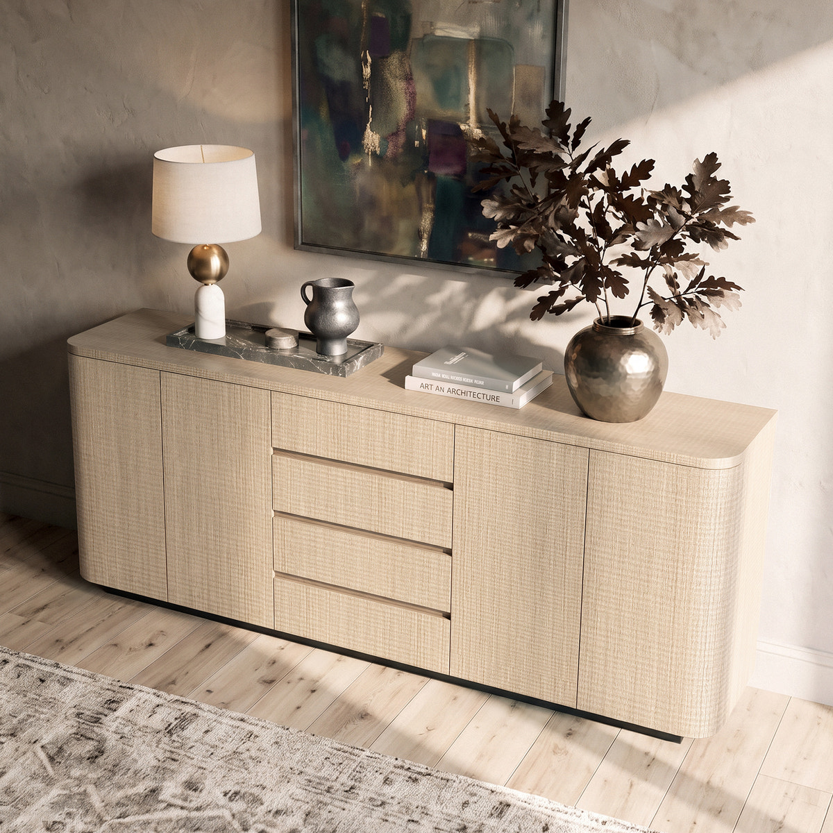 Orbis Rounded Edge Sideboard – Natural Wood