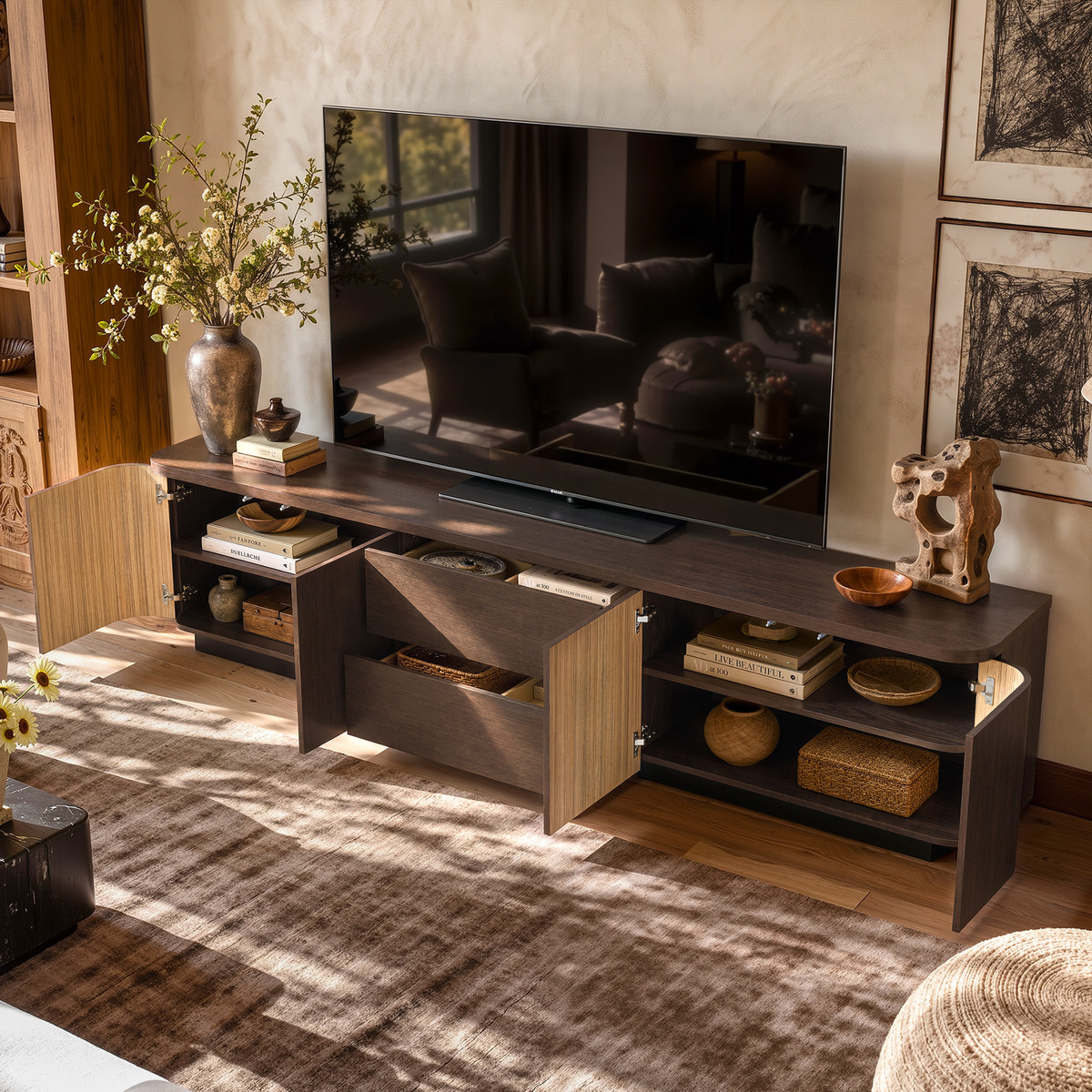 Orbis Streamline Edge TV Console – Black Walnut