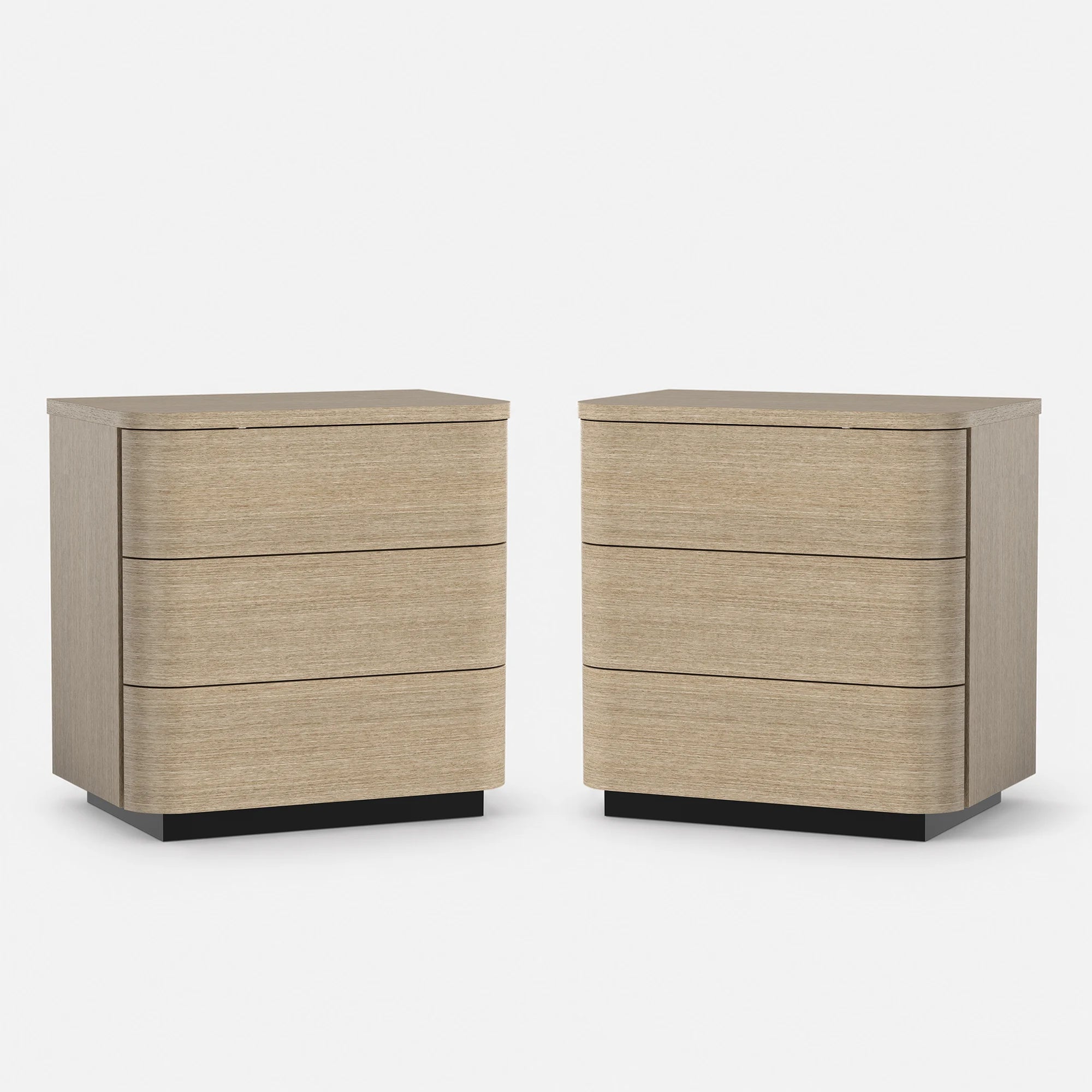 Orbis 3-Drawer Curved Nightstand Set of 2 – Oak – HOMSEE