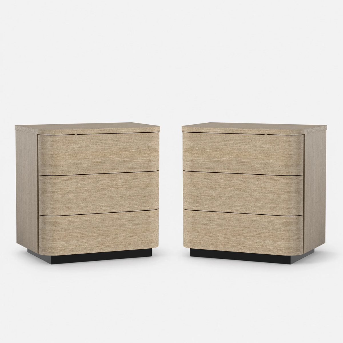 Orbis 3-Drawer Curved Nightstand Set of 2 – Oak