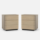 Orbis 3-Drawer Curved Nightstand Set of 2 – Oak