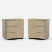 Orbis 3-Drawer Curved Nightstand Set of 2 – Oak
