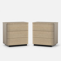 Orbis 3-Drawer Curved Nightstand Set of 2 – Oak