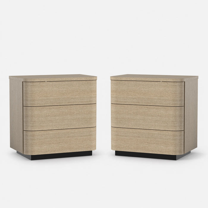 Orbis 3-Drawer Curved Nightstand Set of 2 – Oak